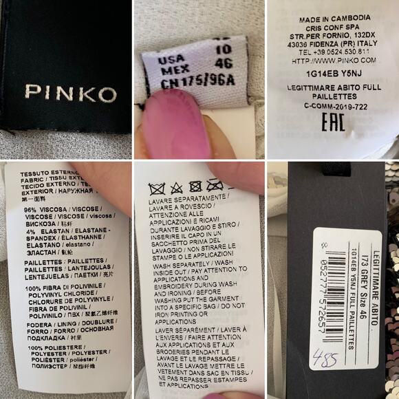 Pinko Stretchy Silver Sequin Mini Cocktail Dress Size 10 - Picture 10 of 12